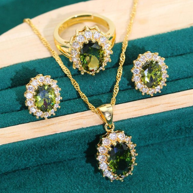 YIRAN Schmuck-Set, Kupfer, Gold, Zirkonia, Unisex - Bild 1
