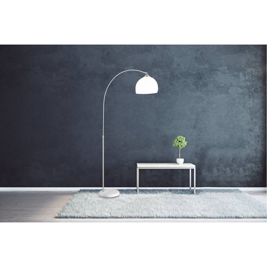 Globo Stehleuchte NEWCASTLE in Weiß mit Nickel Satin und Marmor Optik, B/H/T: 30 x 196 x 92 cm - Bild 2