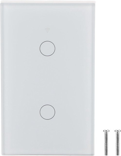 GoolRC WiFi-Touchscreen-Schalter für Alexa und Google Home, 2-Wege-Einzelkreis aus Glas, Weiß - Bild 1