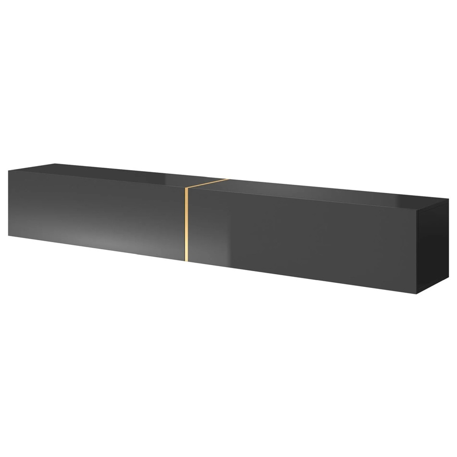 Selsey TV-Hängeboard Bisira in Schwarz und Gold, modern-minimalistisches Wandboard für dein Wohnzimmer, Breite: 200 cm - Bild 2