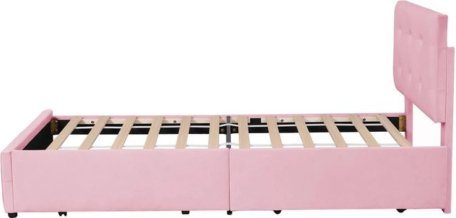 okwish Polsterbett für Kinder in Rosa mit Lattenrost und Schubladen, B/T/H: 90 x 200 x 106 cm - Bild 1