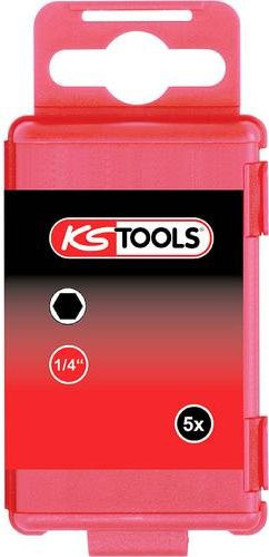 KS Tools Innensechskant Bit 5er Pack, Antrieb: 1/4 Zoll (6,3 mm), Abtrieb: 4 mm, Länge: 75 mm, Farbe: Rot - Bild 1
