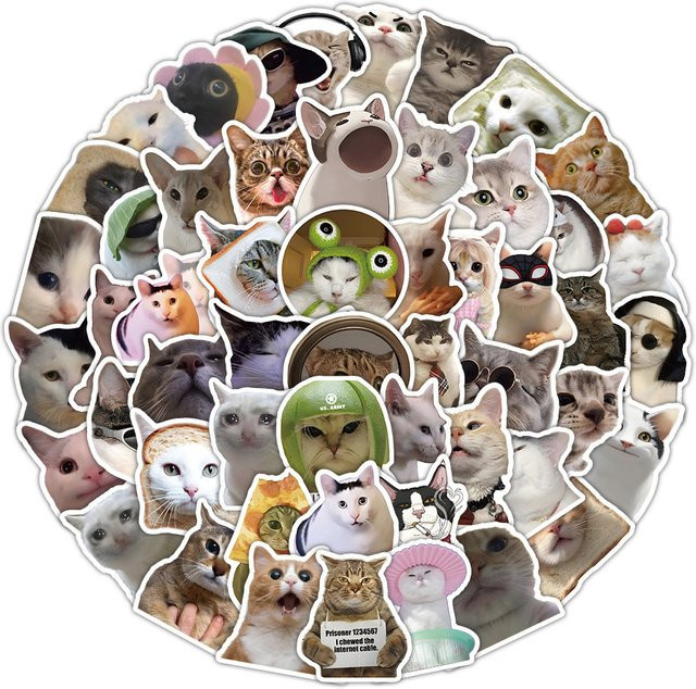 106 Katzen-MEME-Graffiti-Aufkleber in Gold und Multicolour für Fahrräder, Notizbücher und Federmäppchen von Goldene Erinnerungsaufkleber-Shop - Bild 1