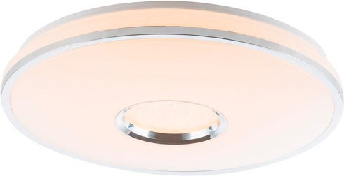GLOBO LIGHTING LED-Deckenleuchte Rena mit Sternenhimmel-Effekt, dimmbar, Weiß-Chrom, Durchmesser: 60 cm