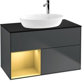 V&B Waschtischunterschrank Finion 100 mit Wandbeleuchtung, Lackiert, B/T/H: 100 x 50,1 x 50,1 cm - Bild 1