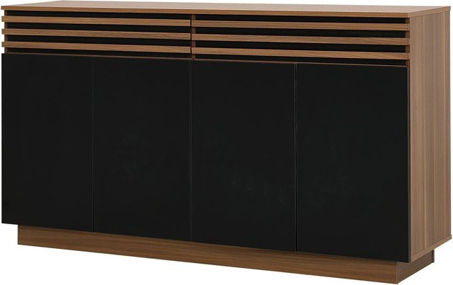 okwish Sideboard für dein Wohnzimmer mit 2 Schubladen und 4 Türen in Braun und Schwarz, B/T/H: 150 x 40 x 85 cm - Bild 1
