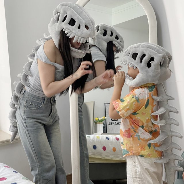 RTBXF Dinosaurier Plüsch-Dinosaurier-Skelett-Kostüm-Kopfschmuck, Dinosaurier - Bild 1