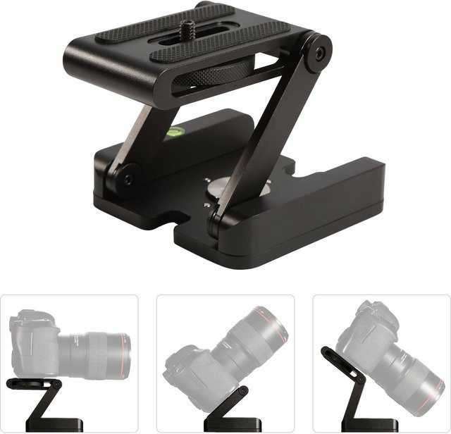 HUOAED Metall Stativplatte mit Z-Flex Tilt Kippkopf und Schnellverschluss in Schwarz - Bild 1