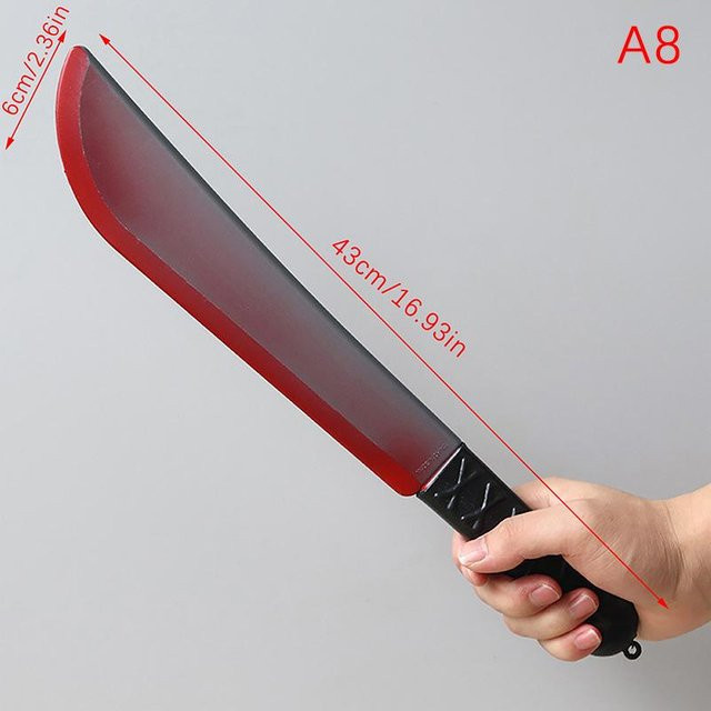 Realistische blutige Axt aus Kunststoff für Halloween und Horror-Cosplay, Grau-Rot - Bild 1