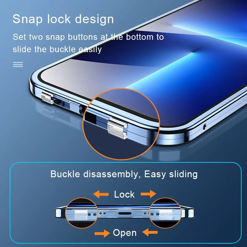 RUWANHU Magnetische Handyhülle für iPhone 16 Pro Max, 15 Pro Max, 14, 13, 12, 11 mit 360 Grad Vollschutz, Metall und Glasverschluss, Schwarz - Bild 4