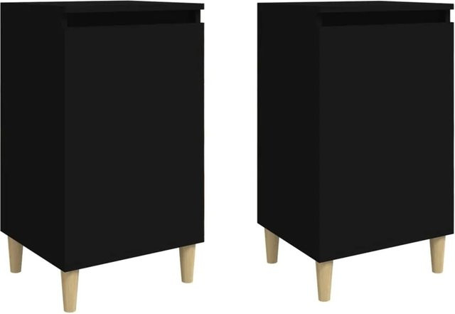 Set aus 2 vidaXL Nachttischen in Schwarz, klassisches Design aus Holzwerkstoff und Eukalyptus, B/T/H: 40 x 35 x 70 cm - Bild 1