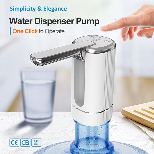 NOCCLILI Tragbare Elektrische Wasserflaschenpumpe mit USB-Aufladung, Faltbarer Intelligenter Wasserspender, Farbe: Weiß - Bild 1