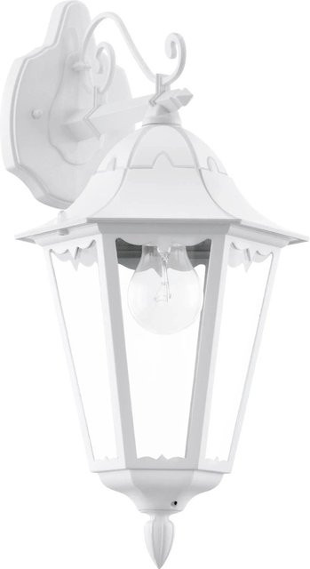 Eglo Außen-Wandleuchte Navedo 1-flammig in Weiß mit Laternen-Design aus Aluguss und Glas, Höhe: 47,5 cm, Breite: 20 cm - Bild 1