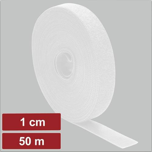 Electronic Garage Klettband zum Bündeln mit Haft- und Flauschteil, Farbe: Weiß, Länge: 50 m, Breite: 1 cm - Bild 1