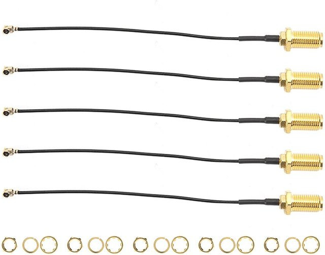 DIYelecs SMA auf u.Fl IPEX HF Buchse Adapter Verbindungskabel aus Messing in Gold für Walkie-Talkie Antennen, Wi-Fi und GPS, Länge: 20 cm - Bild 1