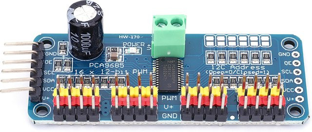 APWIKOGER PCA9685PW 16 Kanal 12-bit PWM Servo Treiber Modul mit I2C Schnittstelle in Blau für Raspberry Pi - Bild 1