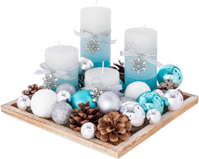 Adventsgesteck Style von Viva Domo in Blau und Multicolour aus Holz für die Weihnachtsdekoration - Bild 1