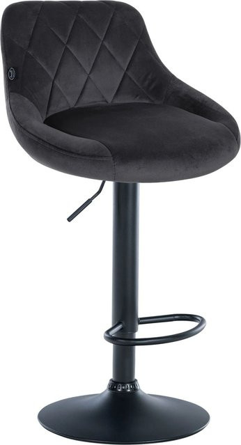 DELUKE Barhocker FALON Tresenhocker aus Samt in Dunkelgrau und Schwarz, drehbar mit Lehne, B/T/H: 46 x 49 x 83 cm - Bild 1