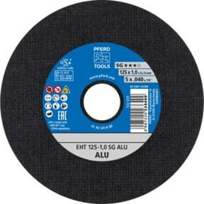 PFERD Trennscheibe EHT Leistungslinie SG ALU für Aluminium, Durchmesser: 125 mm, Dicke: 1,0 mm, Bohrung: 22,23 mm, Farbe: Schwarz - Bild 1