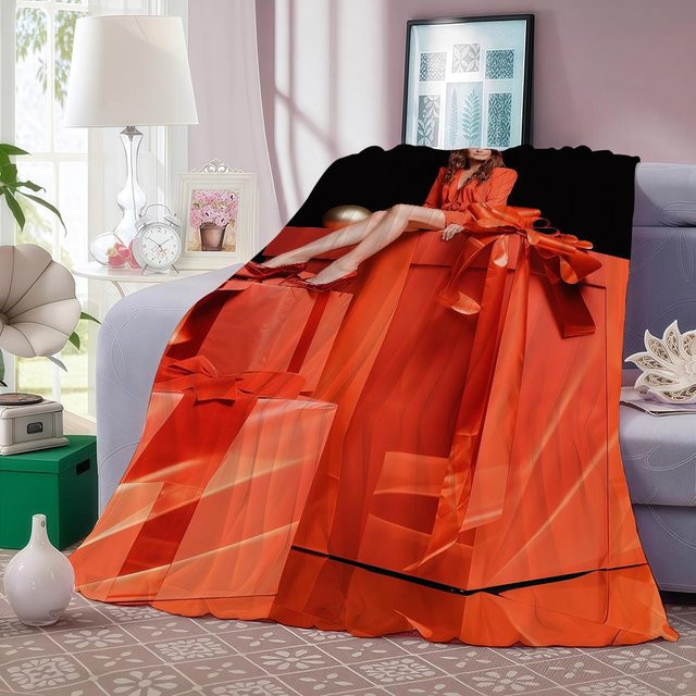 Andrea Berg Decke Orange Warm und Weich für Schlafzimmer, Wohnzimmer oder Reisen B/H: 101,6 x 127,0 cm - Bild 1