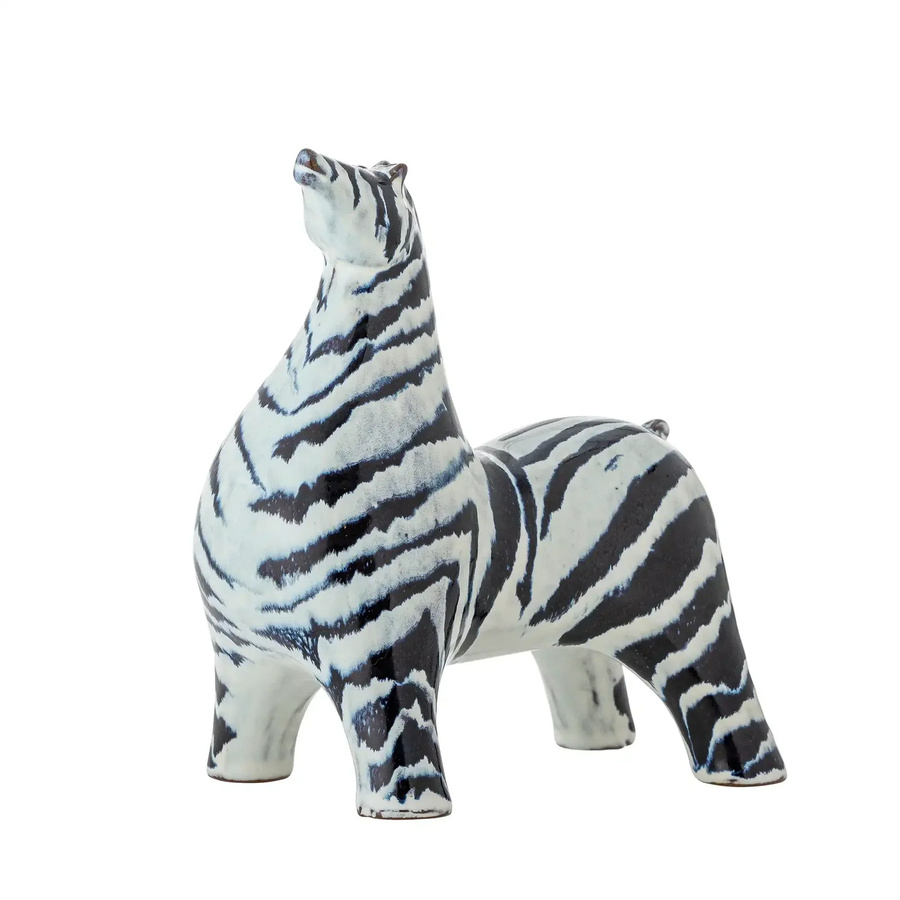 Bloomingville Zayn Keramik Dekoration Blau Zebrastreifen Höhe: 17 cm - Bild 1
