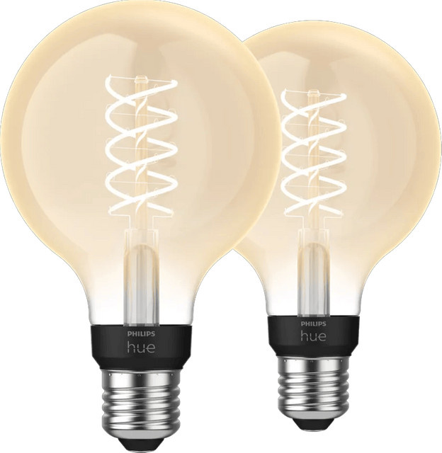 Philips Hue Filament LED-Lampen White Globe E27 Doppelpack, dimmbar, warmweiß, transparentes Glas - Bild 1