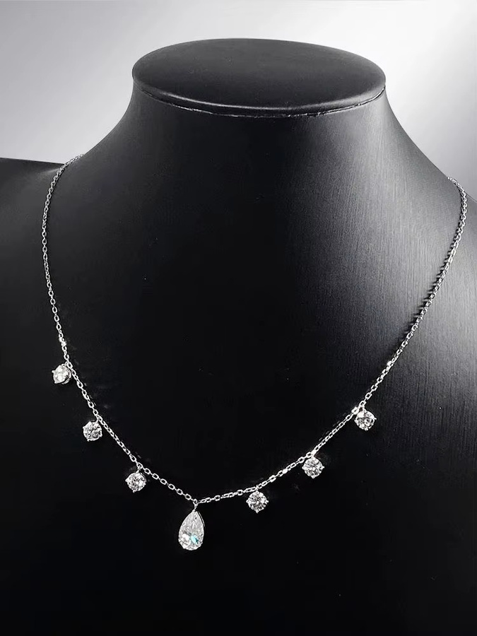 COSYA Halskette, 925 Silber, Gold, Moissanite, Diamant, Damen - Bild 5