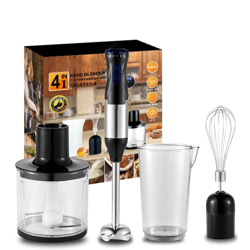 Betuyoo 4-in-1 Elektrischer Stabmixer in Silber mit Edelstahlklinge, 1000W Handmixer Set mit Zerkleinerer für Fleisch, Gemüse, Eier und Saft - Bild 7
