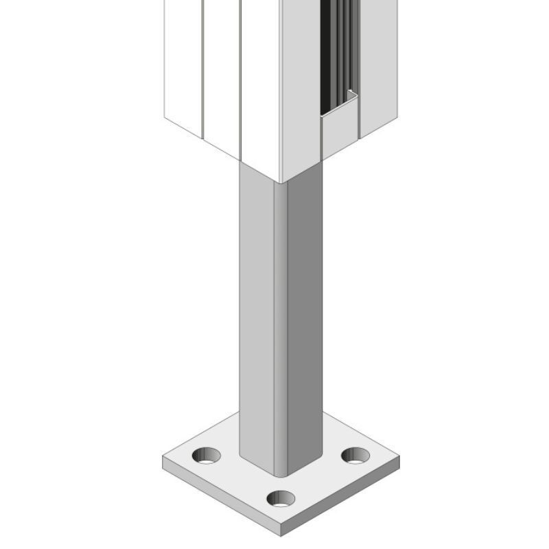 Pfostenträger VETRO aus verzinktem Stahl zum Aufschrauben oder Einbetonieren, Farbe: Silber/Grau, B/T/H: 65,0 x 13,0 x 13,0 cm - Bild 1