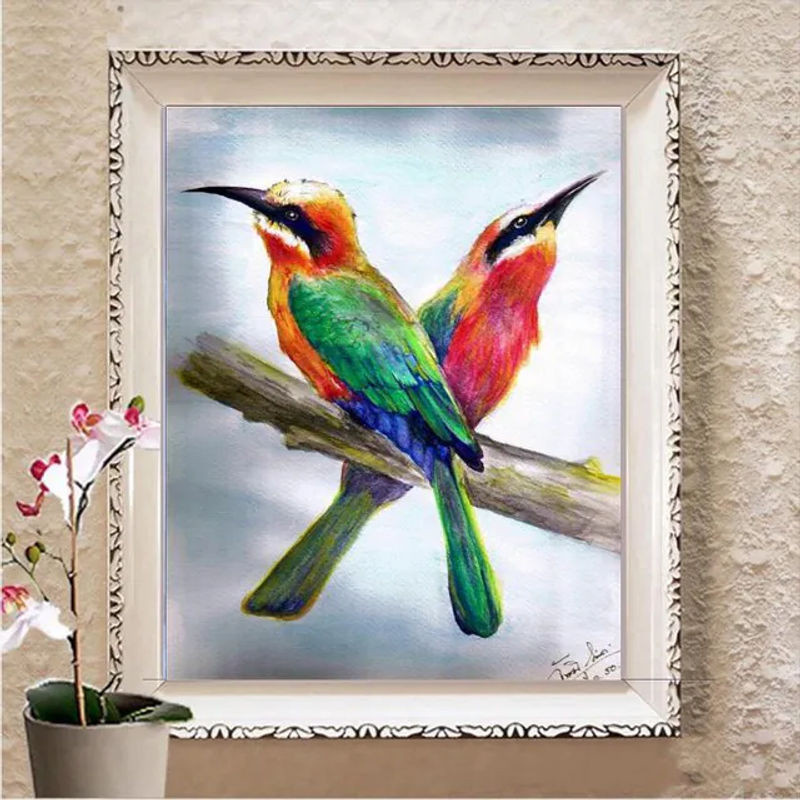 FIYO Diamond Painting 5D Vollbohrung Tierprint mit Vögeln, mehrfarbig, B/H: 20 x 30 cm - Bild 1