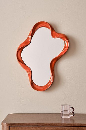 Jotex FLOATING Wandspiegel in Orange mit Glas und Kunststoff, B: 61,5 cm, H: 46,0 cm, T: 7,0 cm - Bild 1