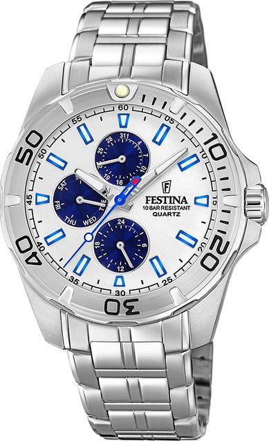 Festina Armbanduhr, Quarz, Edelstahl, Silber, 43 mm, Herren - Bild 1