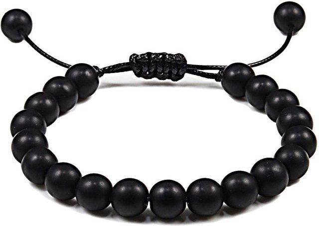 Global Finds Perlenarmband, Schwarz, Lavastein, Unisex - Bild 1