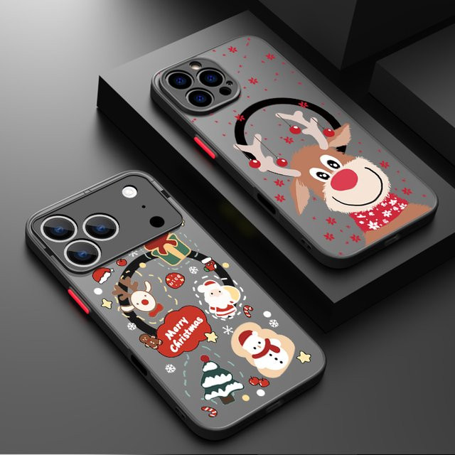 YISHANGOU Magnetische Handyhülle mit Weihnachtsmuster für iPhone 16 15 14 13 12 Pro Max Plus, stoßfeste matte Acryl-Abdeckung, Multicolour - Bild 1