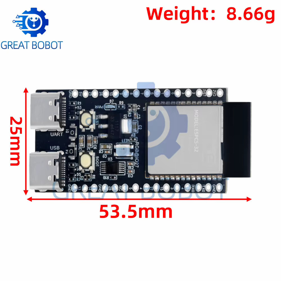 ESP32-C5-DevKitC-1 Entwicklungsboard von baishundianzi mit Dual-Band 2,4G/5G WLAN, Bluetooth und USB-C Anschluss in Schwarz - Bild 2