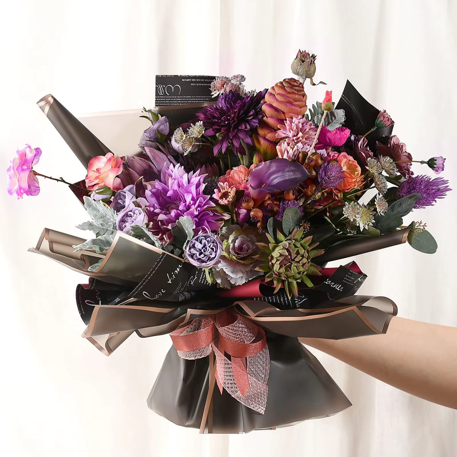 20 Blatt wasserfestes Blumen-Geschenkpapier in Schwarz mit goldenen Kanten für koreanische Blumenstrauß-Verpackungen und DIY-Projekte - Bild 4