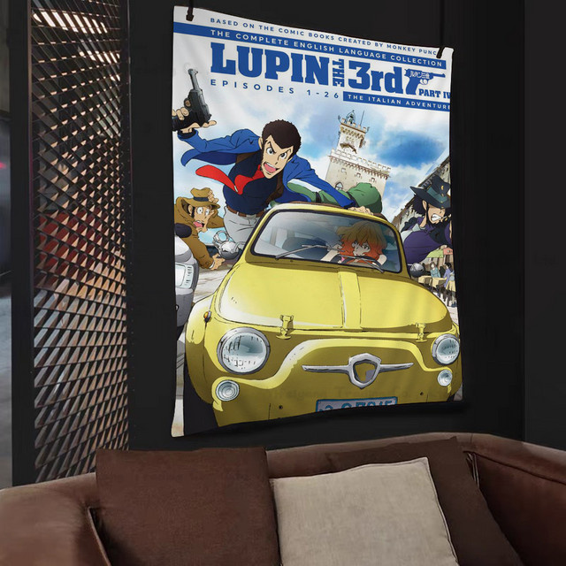 Lupin III Comics Diagramm Wandteppich im Science Fiction und Hippie Stil für deine Zimmerdekoration - Bild 1