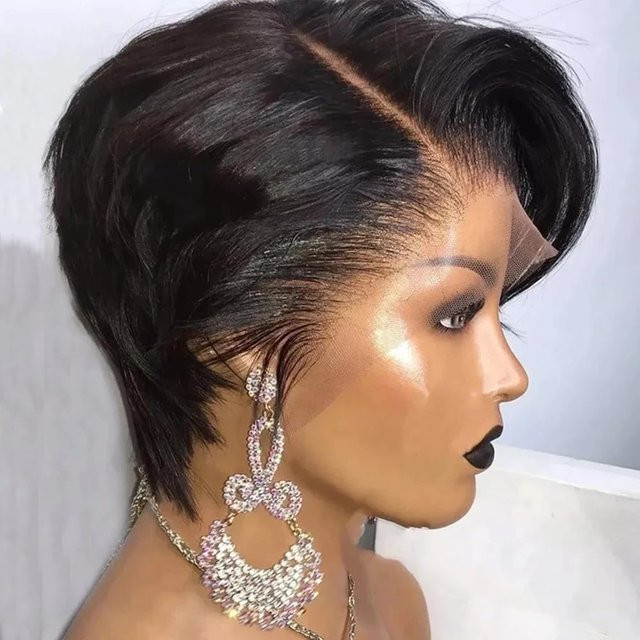 xbeauty Pixie Cut Echthaar Perücke, 13x4 Lace Front, Glatt, 180% Dichte - Bild 1