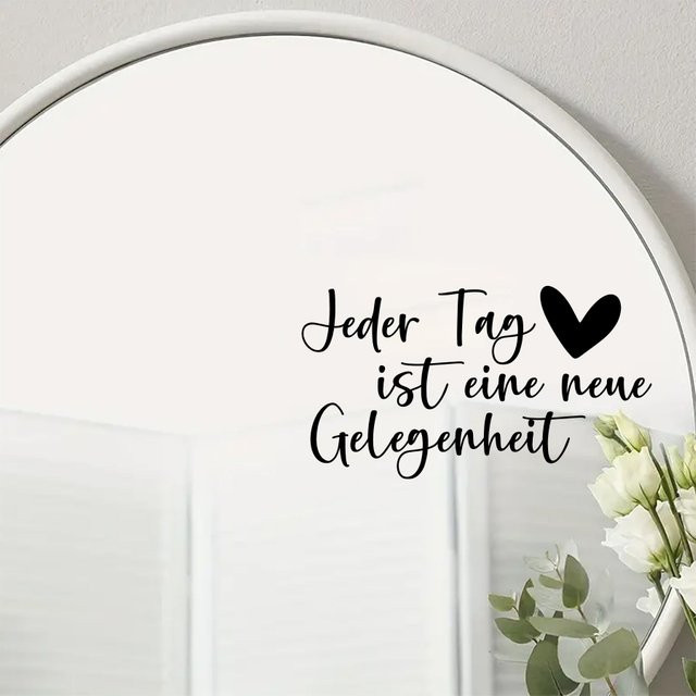 BRUP Wandaufkleber mit deutschem Zitat Jeder Tag ist eine neue Chance in Schwarz für Badezimmer und Wohnzimmer - Bild 1