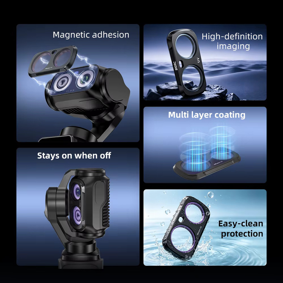 BRDRC Objektivfilter-Set für Insta360 Luna Ultra in Schwarz mit UV, CPL und ND 16 Filtern für Action-Kameras und Handheld Gimbals - Bild 2