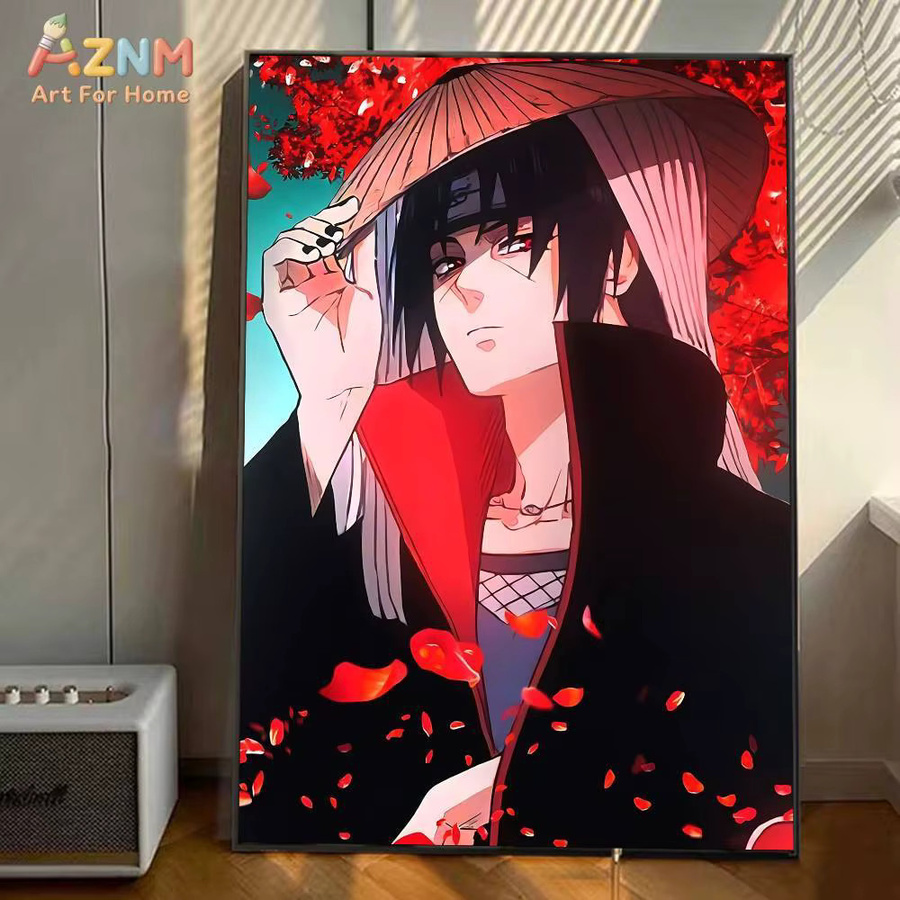 Kayou Naruto Uchiha Itachi Sharingan und Crow Anime-Leinwandgemälde, Wandkunst Poster in Mehrfarbig - Bild 6