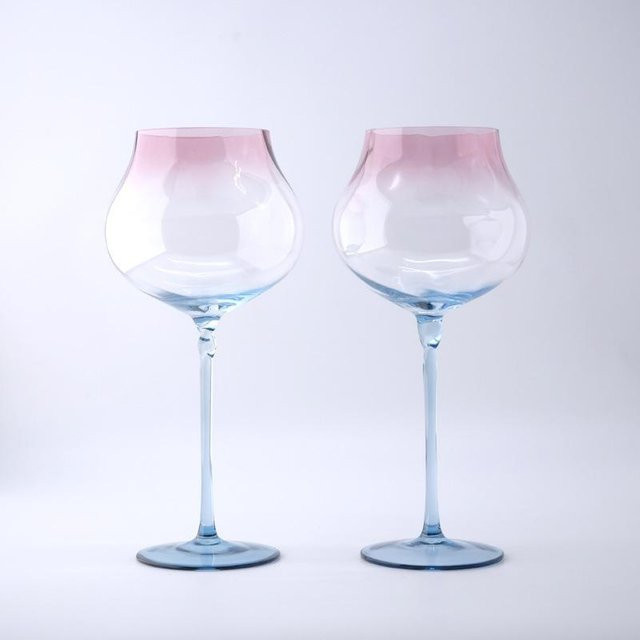 2er-Set Rotweingläser von Yiran Furniture aus Kristallglas in White mit Farbverlauf, 750 ml Burgunder-Bordeaux-Gläser - Bild 1
