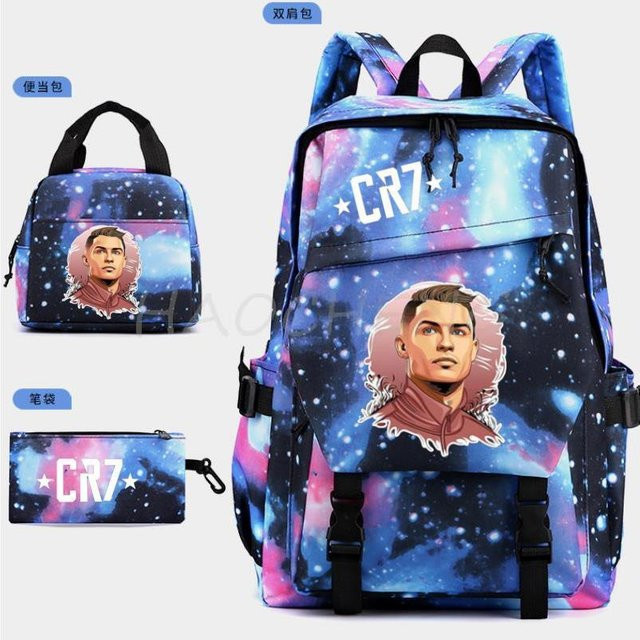3-teiliges Schulrucksack-Set für Schüler aus Oxford-Stoff in Multicolour mit Schultasche, Schultergurt und Federmäppchen - Bild 1