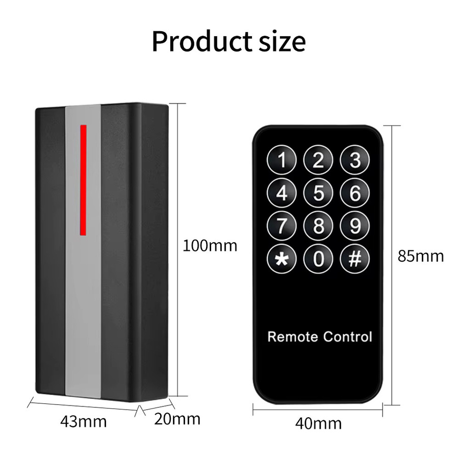 LUCKING DOOR RFID-Lesegerät für Zugangskontrolle mit 125 kHz und 13,56 MHz, 3000 Benutzer, wasserdicht nach IP67, Farbe: Schwarz - Bild 2