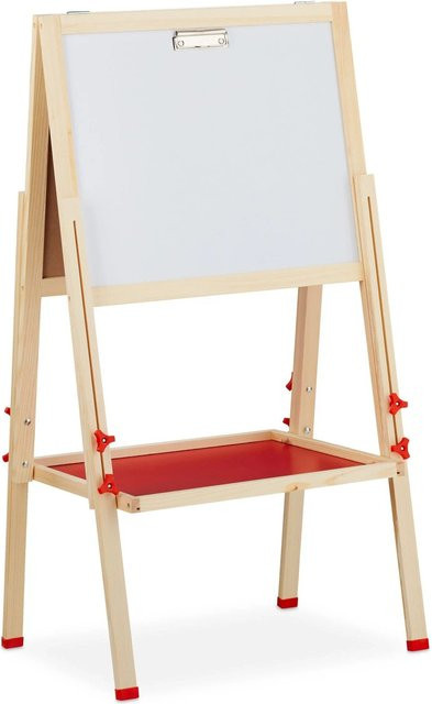 Relaxdays Standtafel für Kinder aus Holz und Metall in Natur, doppelseitig und höhenverstellbar, B/T/H: 135 x 55 x 52 cm - Bild 1