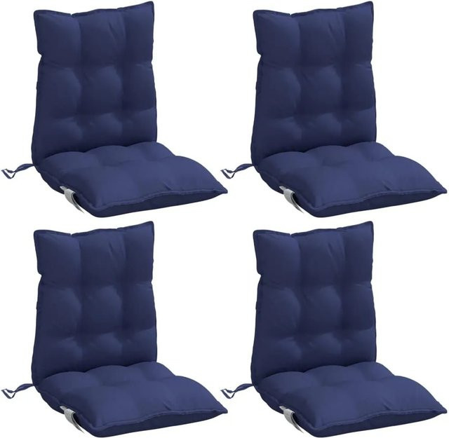 vidaXL Niedriglehner-Auflagen 4er-Set aus wasserabweisendem Polyester in Marineblau - Bild 1
