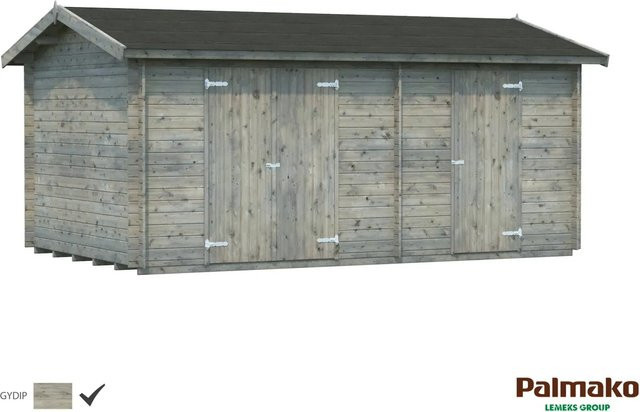 Palmako Jari Blockbohlenhaus aus Fichtenholz in Grau mit Satteldach und Boden B/H/T: 550 x 251 x 300 cm - Bild 1