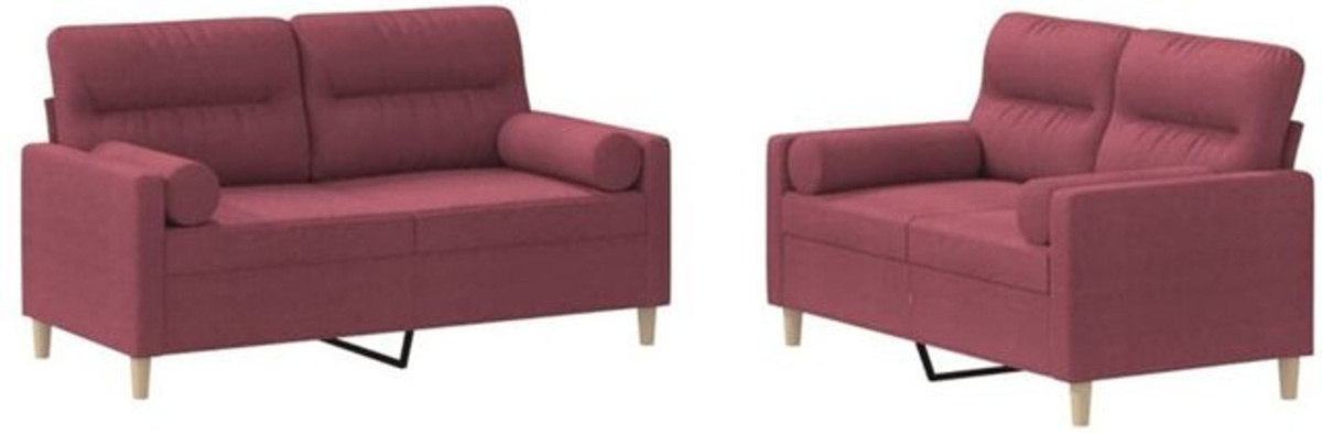 2-tlg. Sofagarnitur Vidaxl in Rot aus Stoff mit Kissen im modernen Design - Bild 1