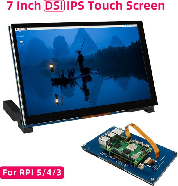 SHCHV 7-Zoll DSI-Touchscreen IPS-Display mit 800 x 480 Auflösung und MIPI CSI-Kabel für Raspberry Pi 5, 4B, 3B+ und 3B - Bild 1