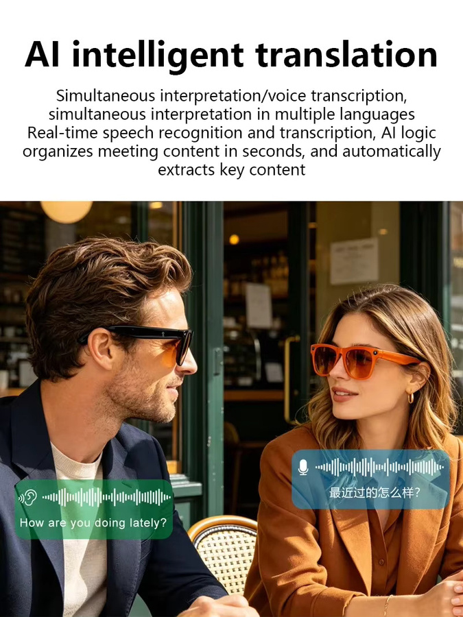 Lenovo Smarte KI-Brille mit 8K HD Kamera, Bluetooth für Sprachanrufe und Übersetzung, Schwarz oder Blau - Bild 3